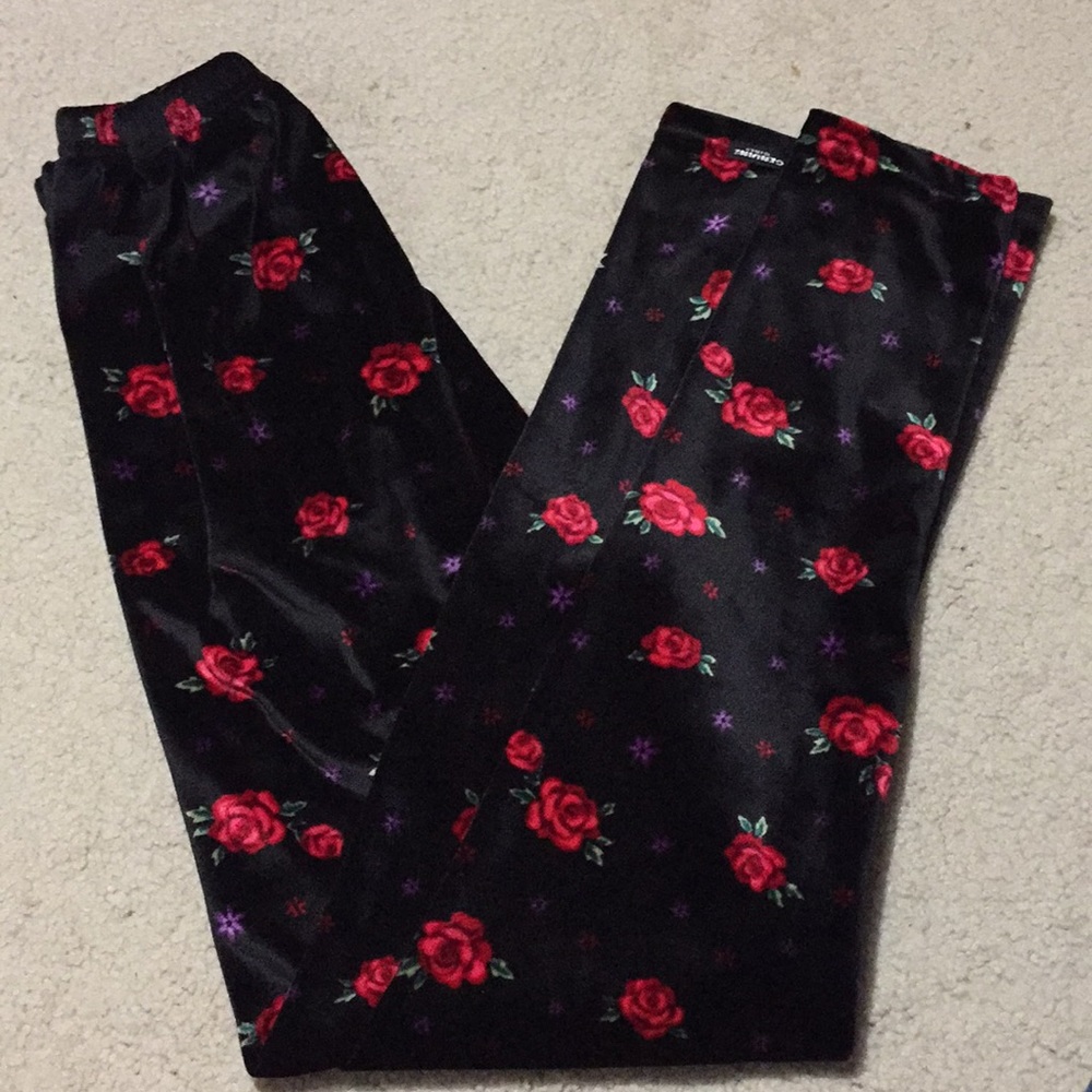 Kids New Genuine Girl Floral Velvet Leggings
